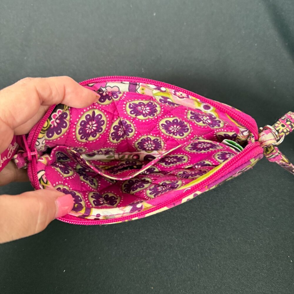 Vera Bradley Quilted Tote Bag Pink Purple Floral + Matching Wristlet Set - Picture 10 of 12